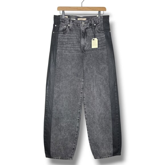 Levis Premium Womens Baggy Dad Denim Jeans 28 Black Gray Mid Rise Loose Relaxed - Picture 10 of 16